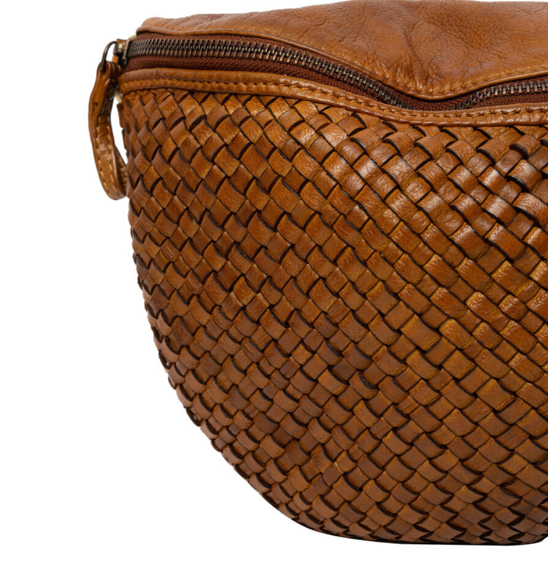 Bumbag JOMA vlechtwerk en studs - Cognac