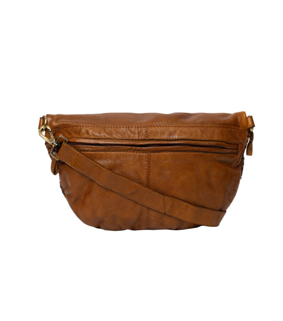 Bumbag JOMA vlechtwerk en studs - Cognac
