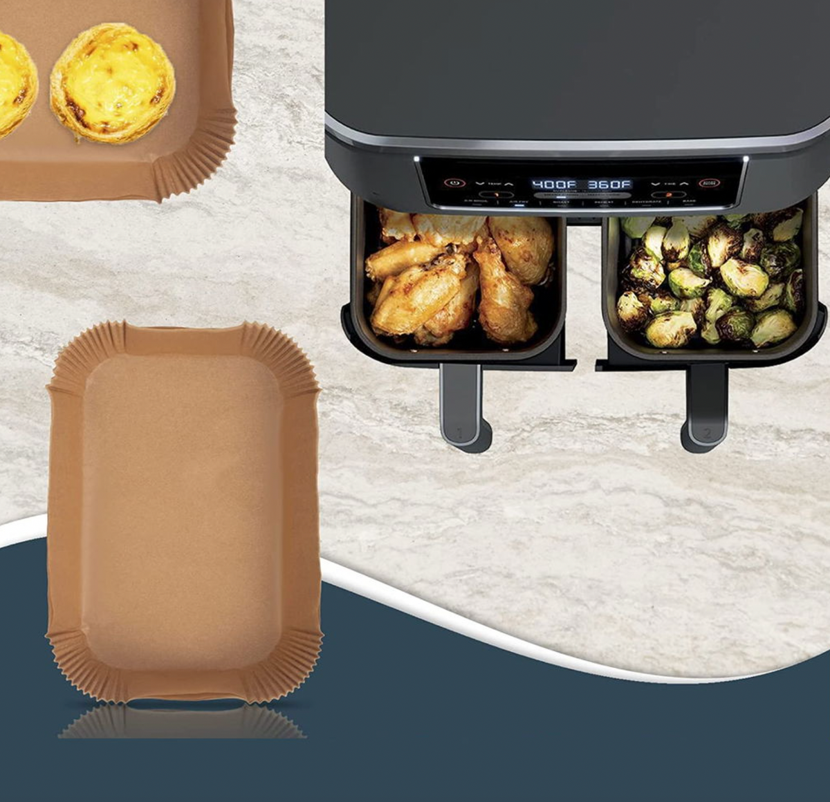 Airfryer papieren vormen, rechthoekig - 100 stuks