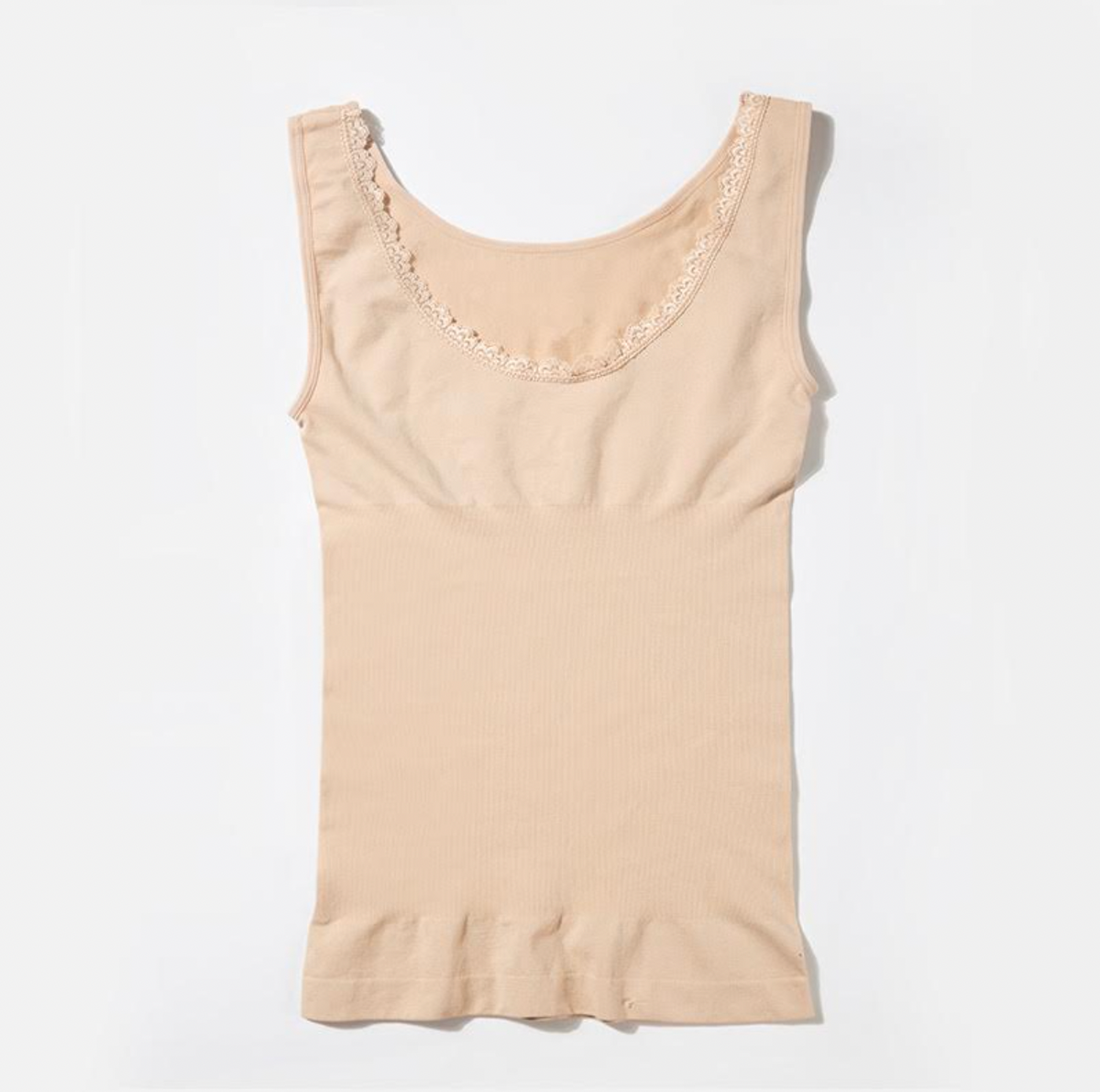 Seamless top m. kanten rand - Nude