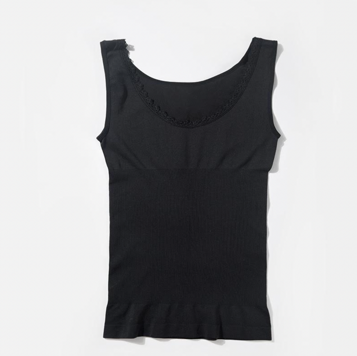 Seamless top m. kanten rand - Zwart
