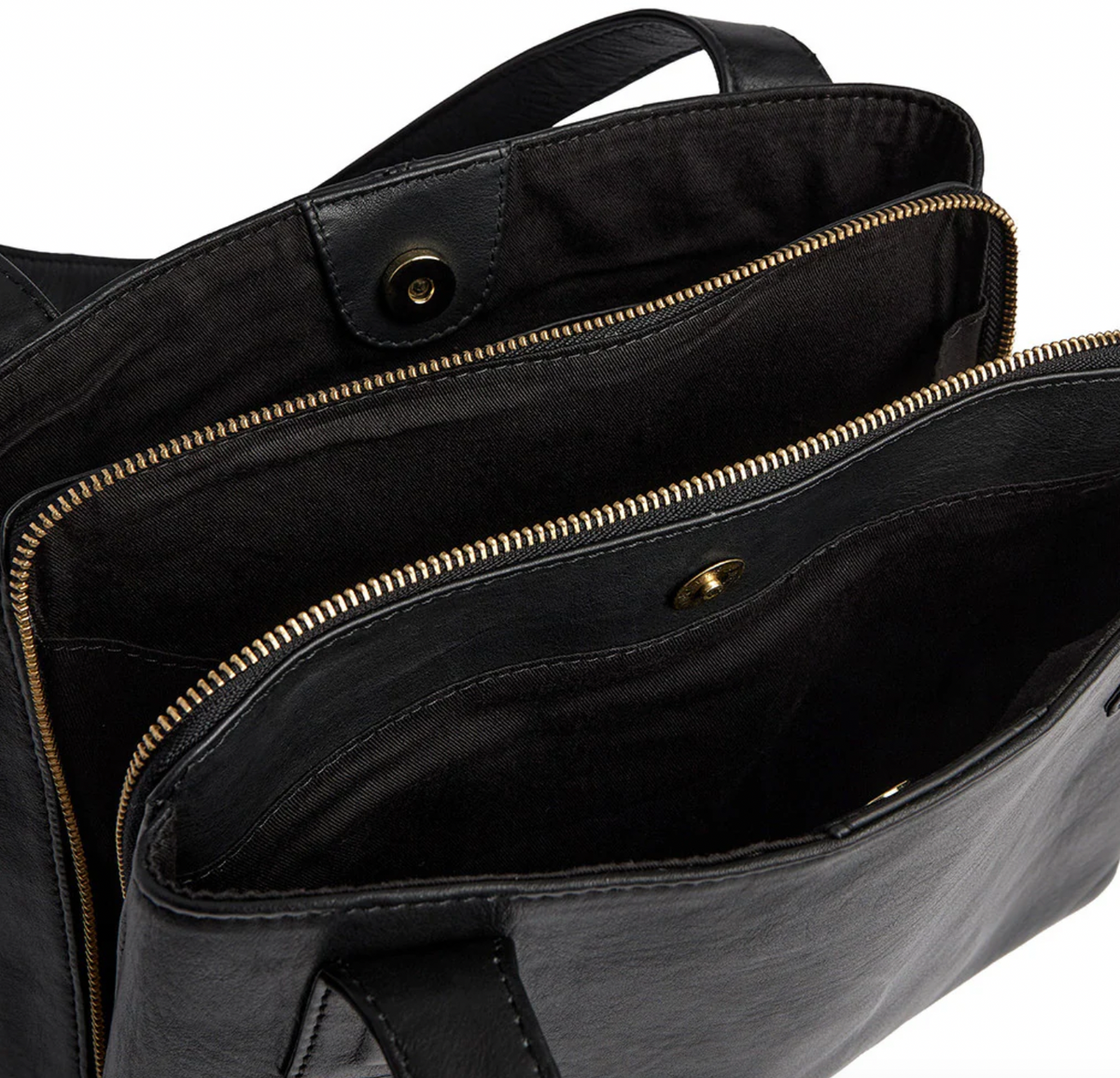 Schoudertas - Black leather