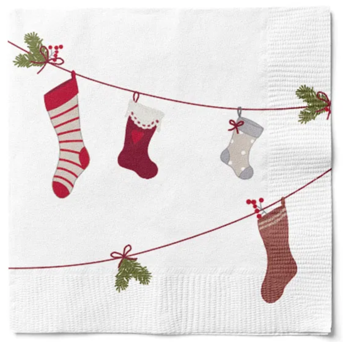 Servetten met kerstsokken -20 stuks