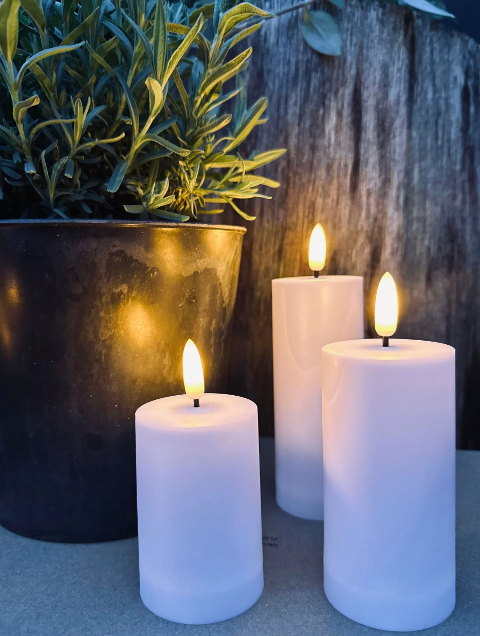 LED Outdoor Blokkaarsen Set van 3 stuks - Wit