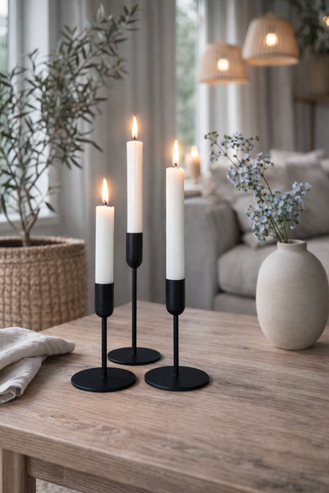 Kandelaerset 3-delig voor dinerkaarsen – Black Mindy