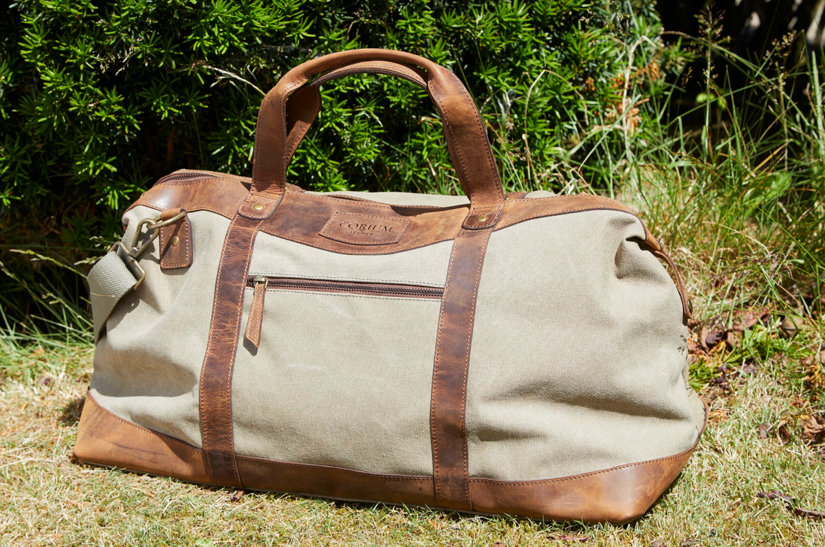 Weekendtas van leer en canvas - Canvas HUNTER