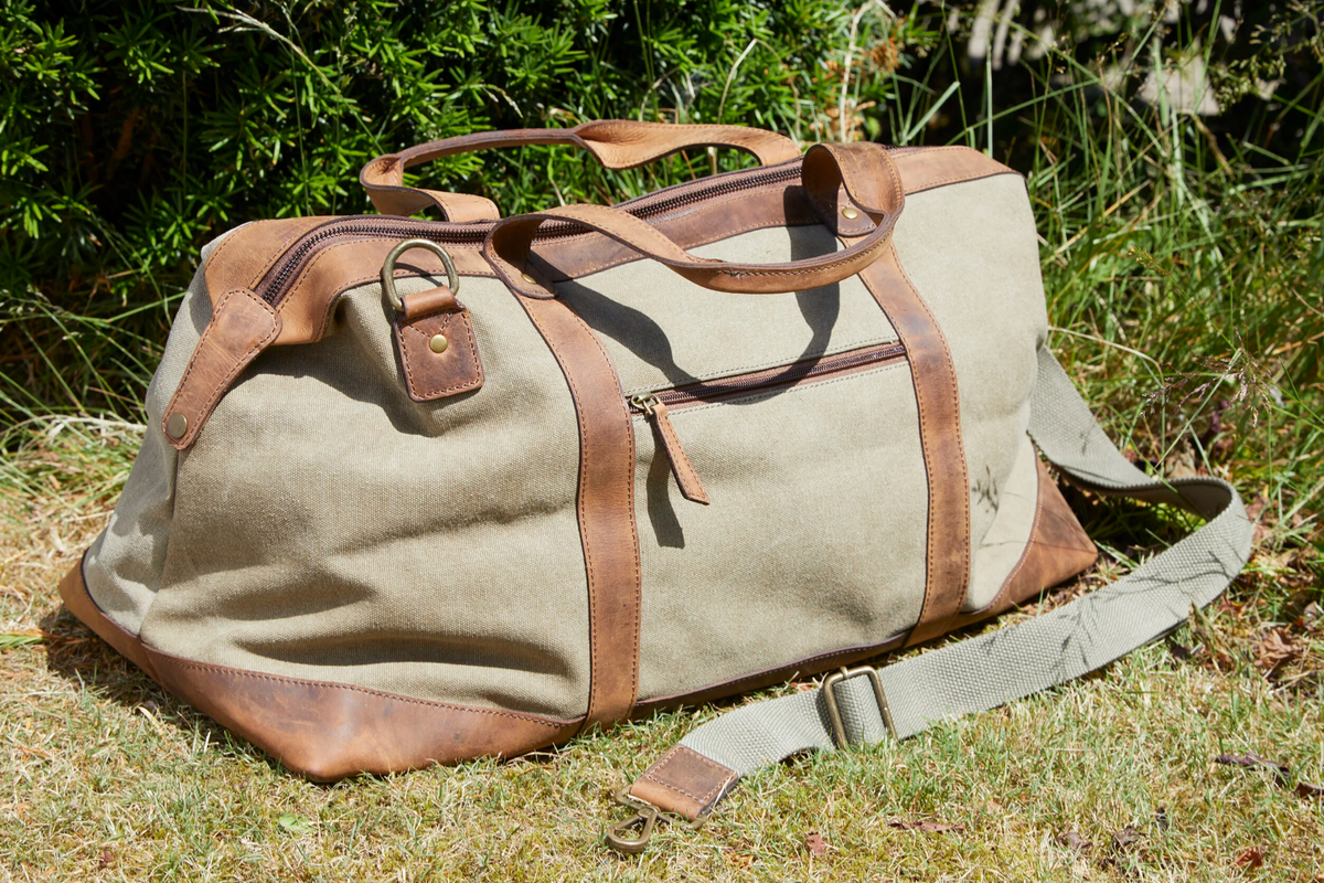 Weekendtas van leer en canvas - Canvas HUNTER
