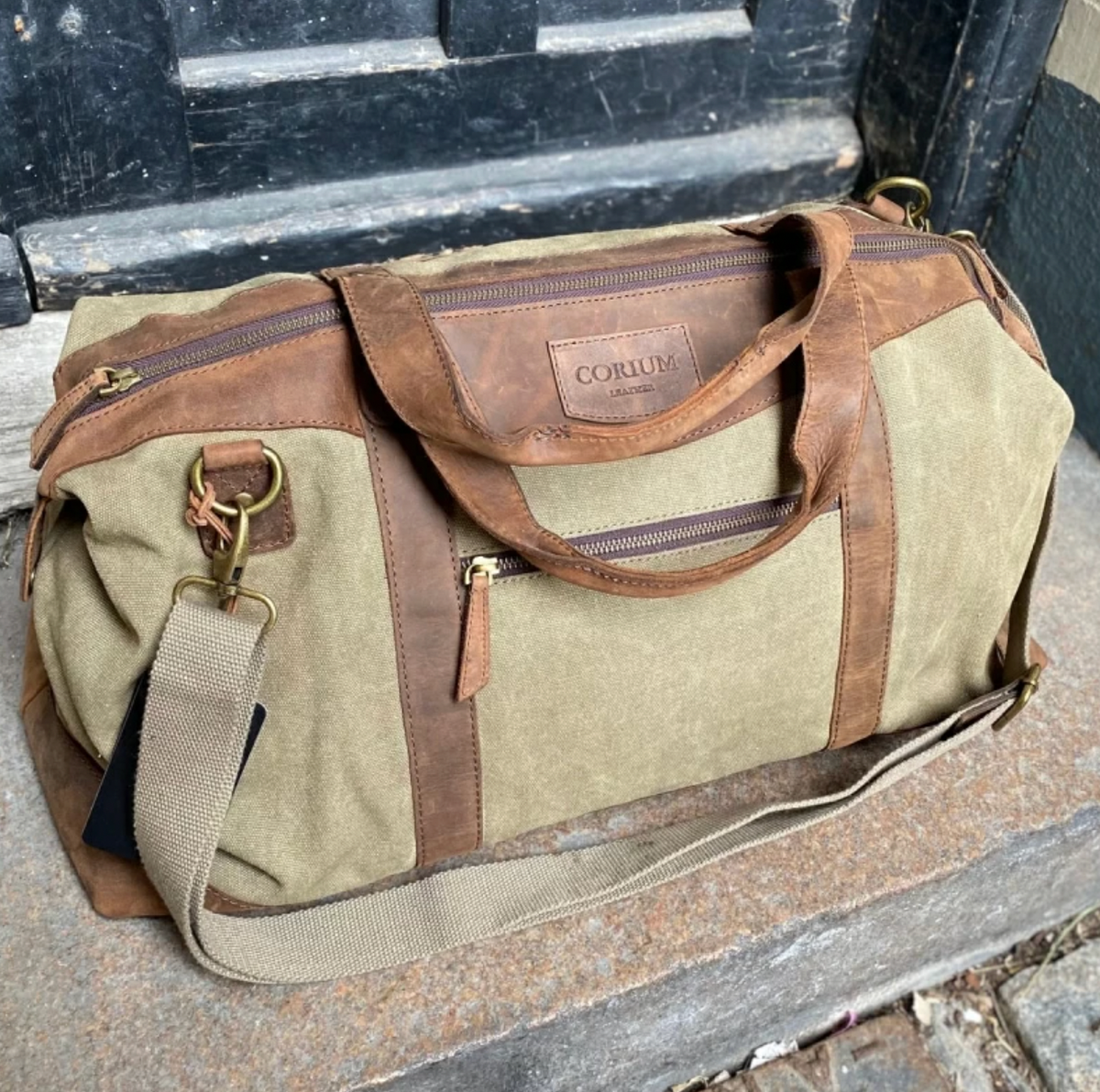 Weekendtas van leer en canvas - Canvas HUNTER