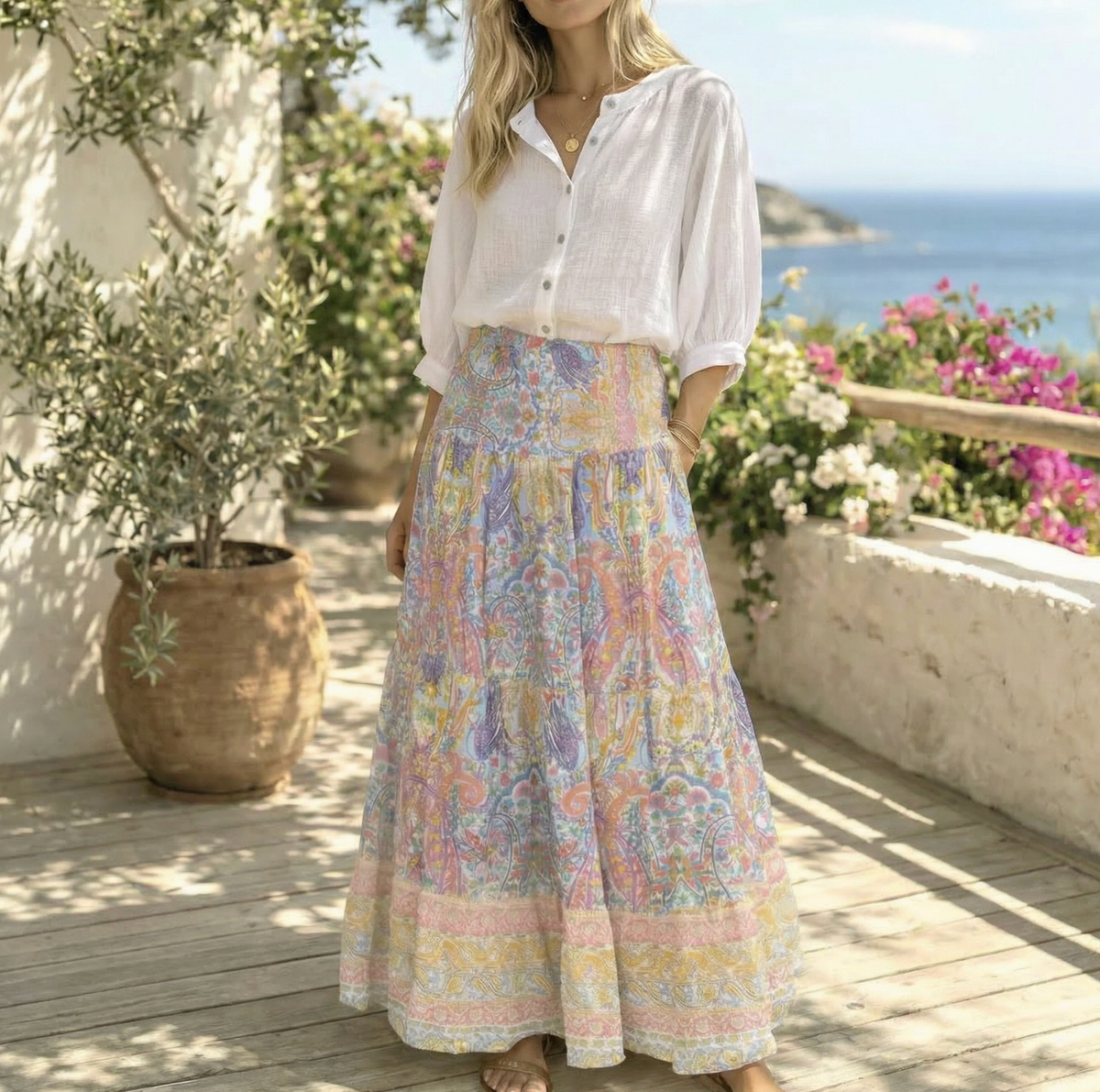 Shirt Luna White - Linnenmix