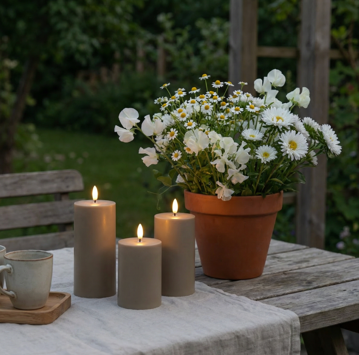 LED Buitenblokkaarsen set van 3 st. – Zand