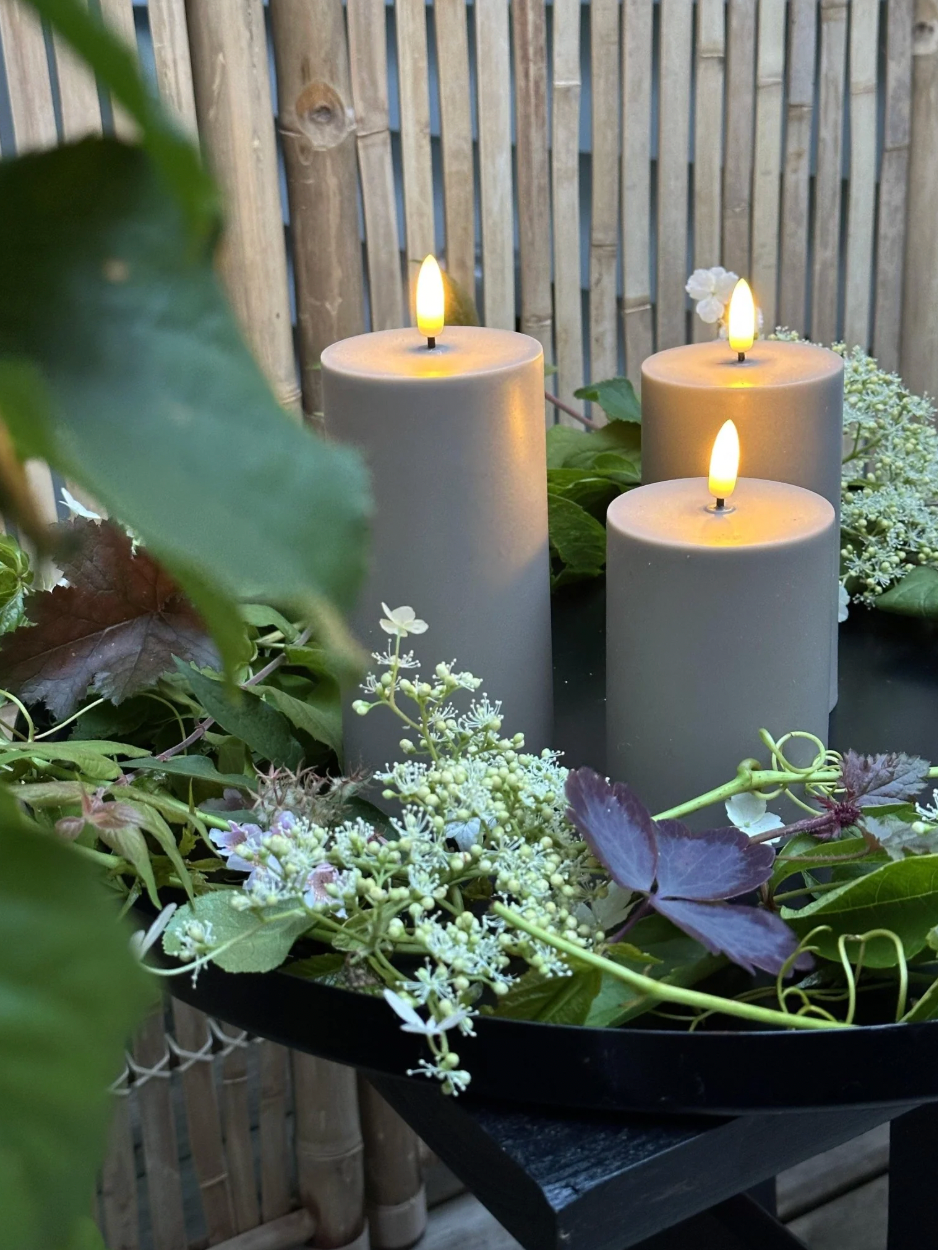 LED Buitenblokkaarsen set van 3 st. – Zand