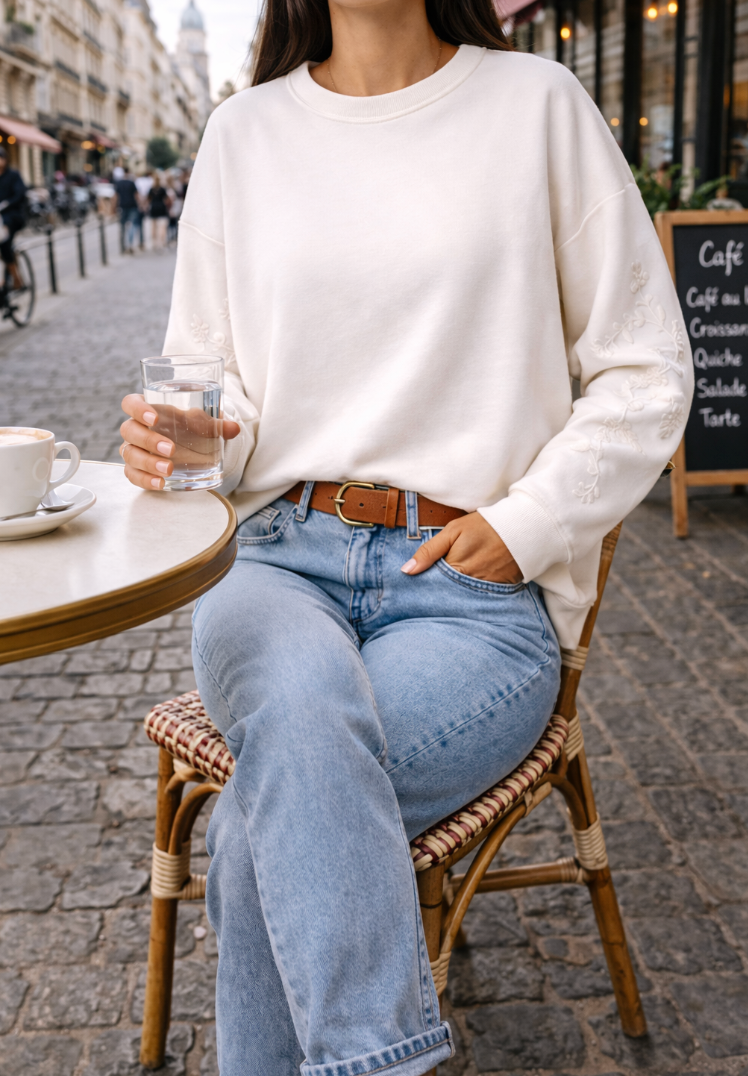 Sweatshirt met borduursel - White oversized