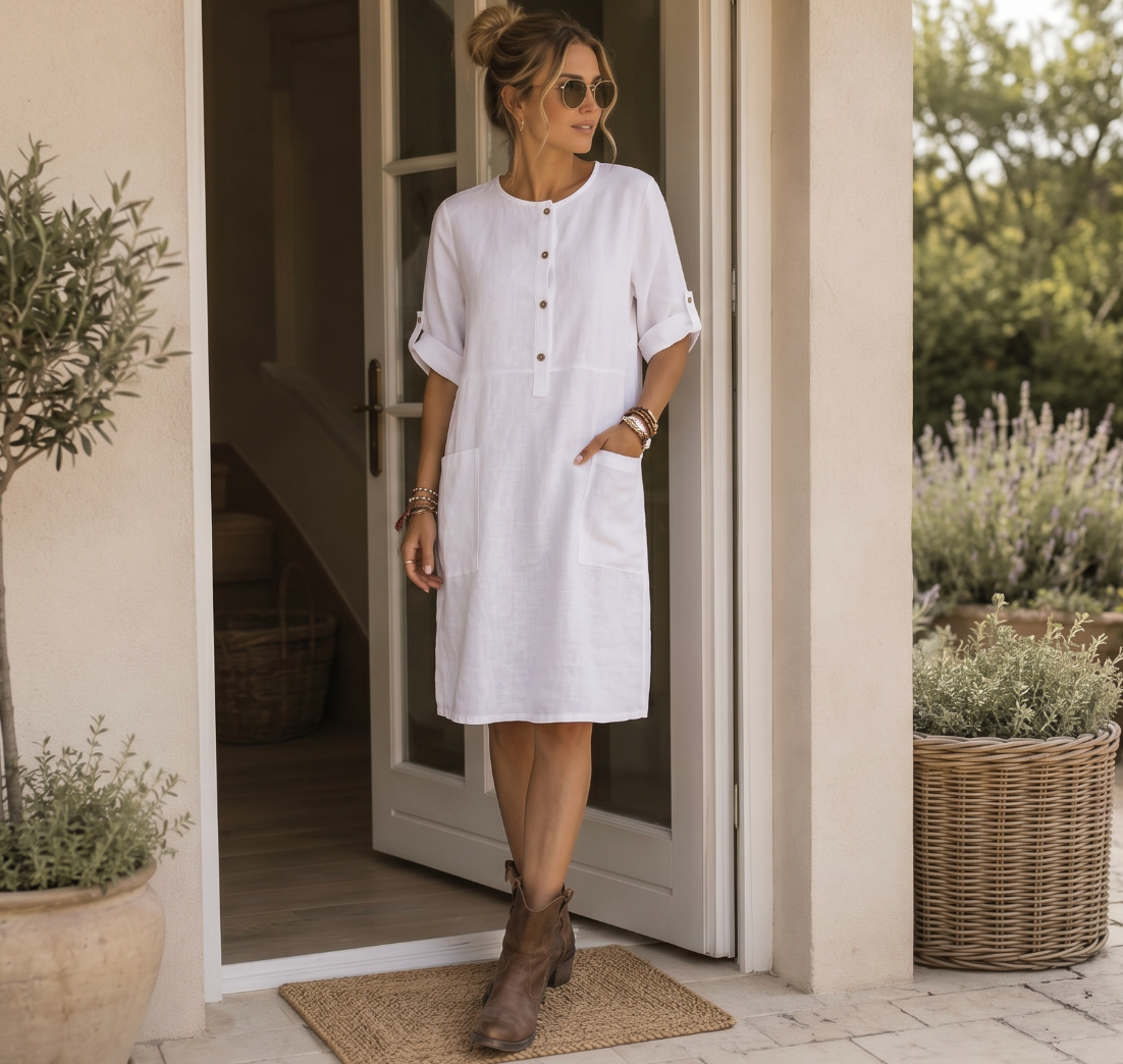 Jurk linnenmix  – White