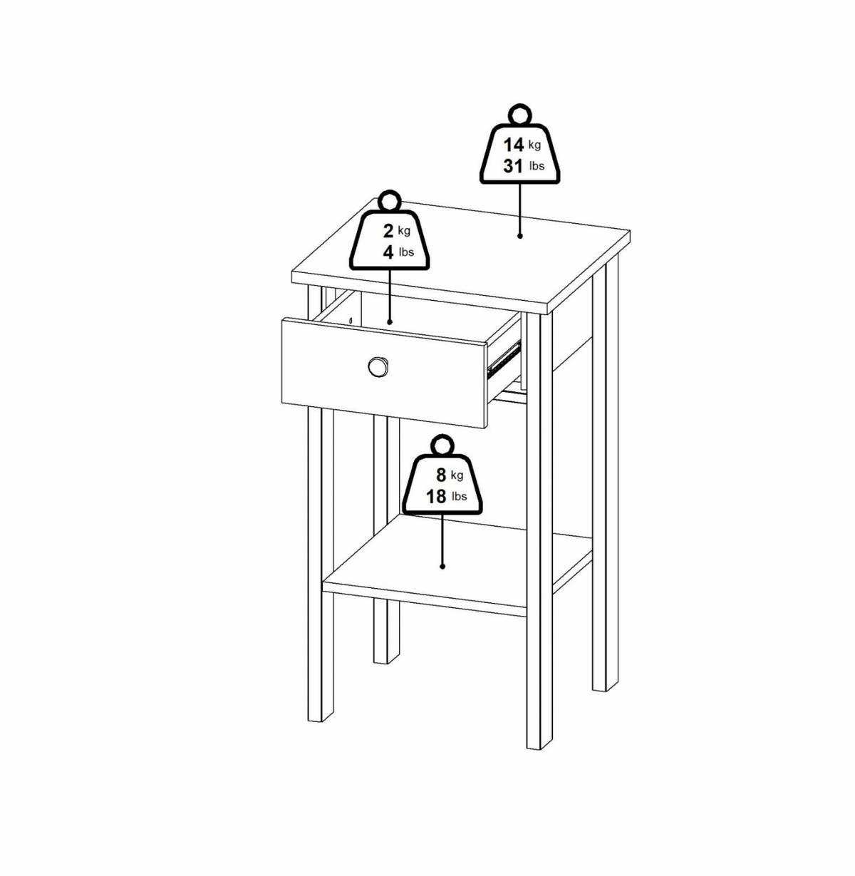 Tafel met lade en plank - Houtlook