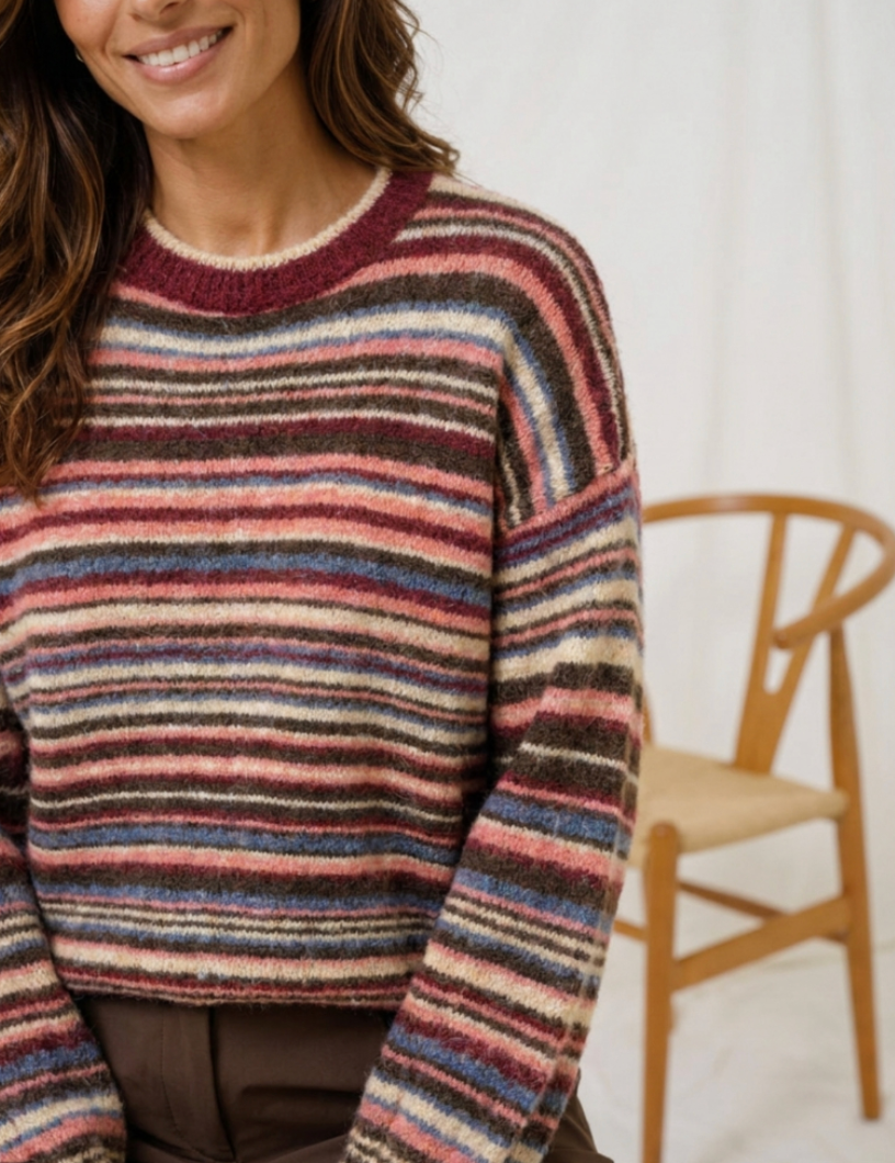 Trui Reverie - Multi Bordeaux