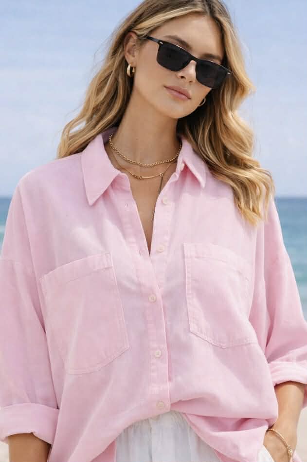 Overhemd babycord - Roze