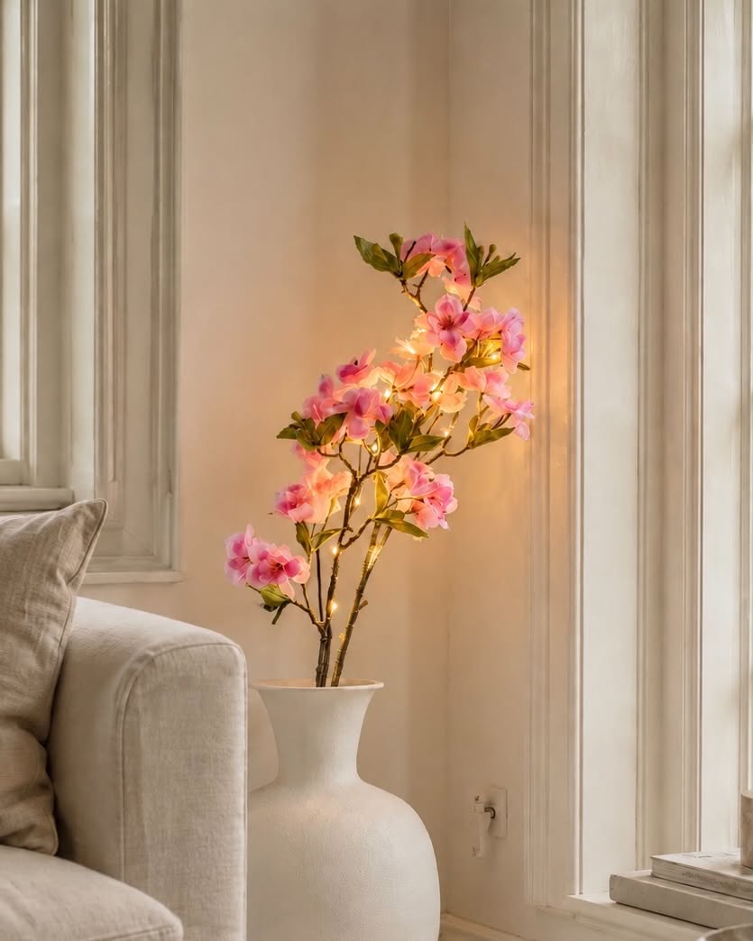 Kersenbloesemtak met licht - Roze