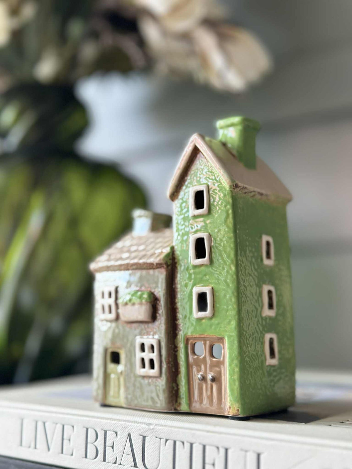 Lyshus Dobbelt Keramik - Groen