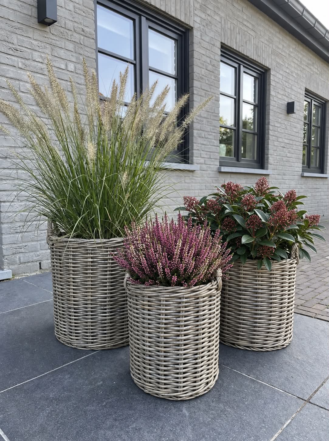 Plantenmanden set van 3 stuks Grijs