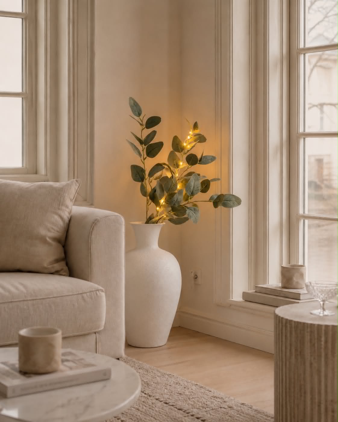 Eucalyptus tak met licht - 100cm