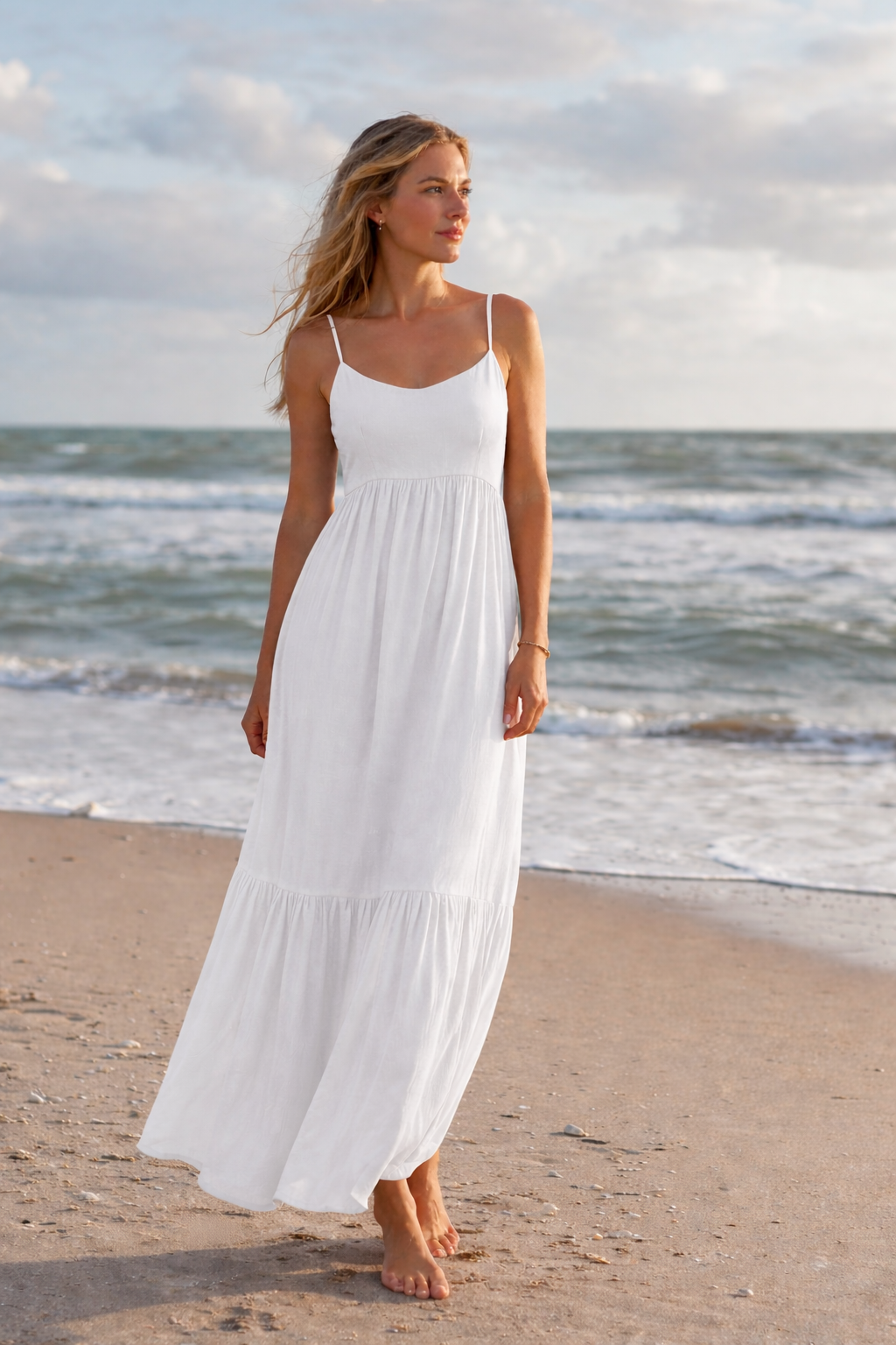Jurk Tara depeche - White