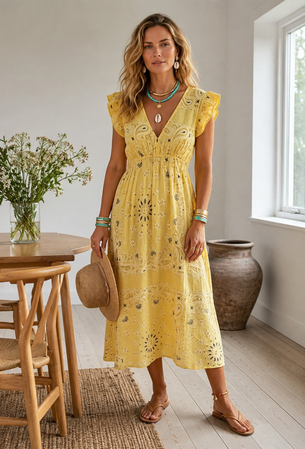 Jurk summer cotton - Yellow