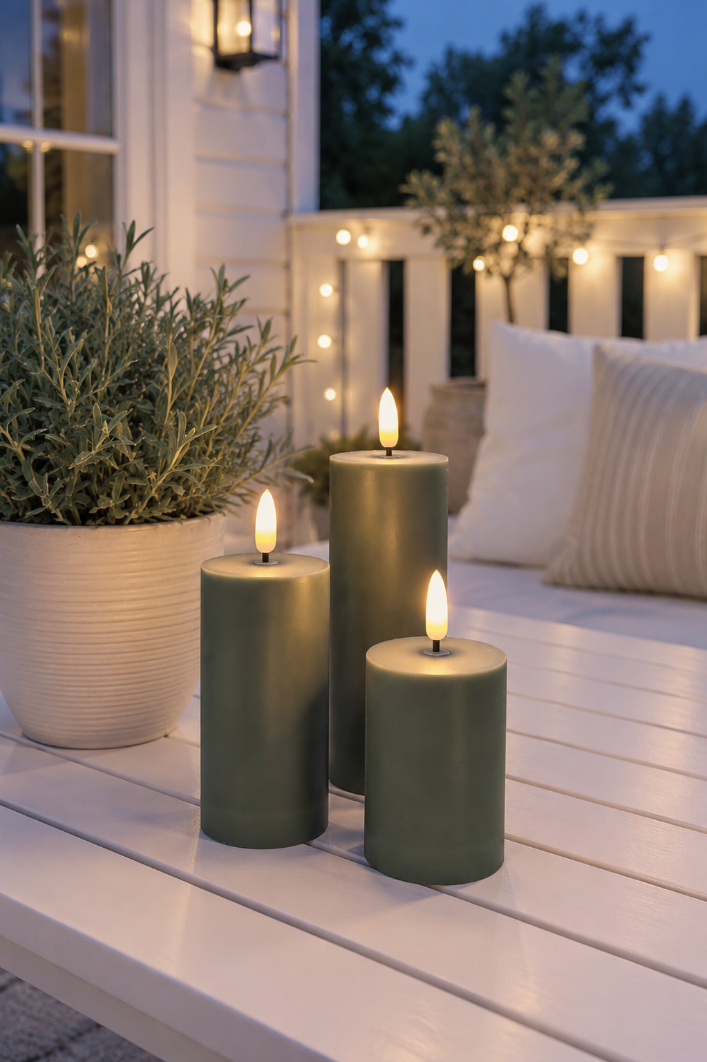 LED Buiten Stompkaarsen - Set van 3 stuks - Groen