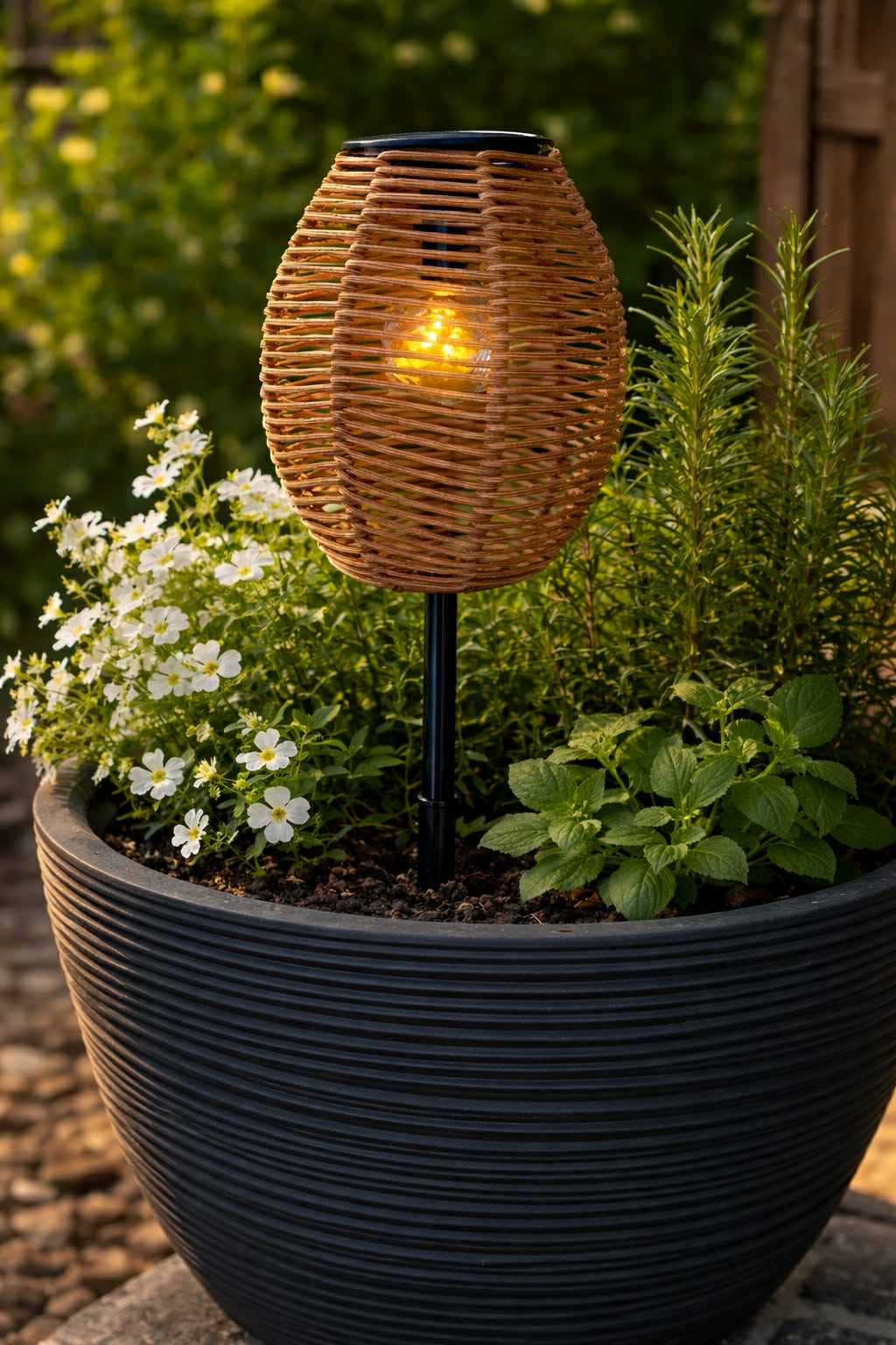 Lantaarn Solar op prikstok - Rattan