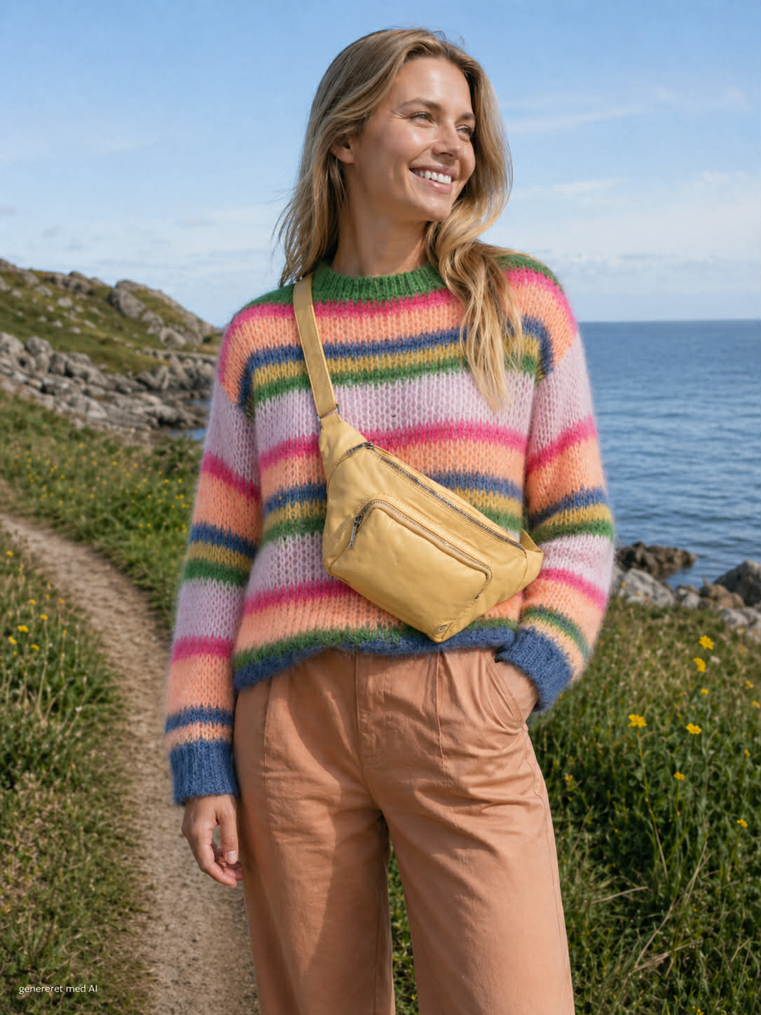 Gebreide multi striped jumper - Orange Multi