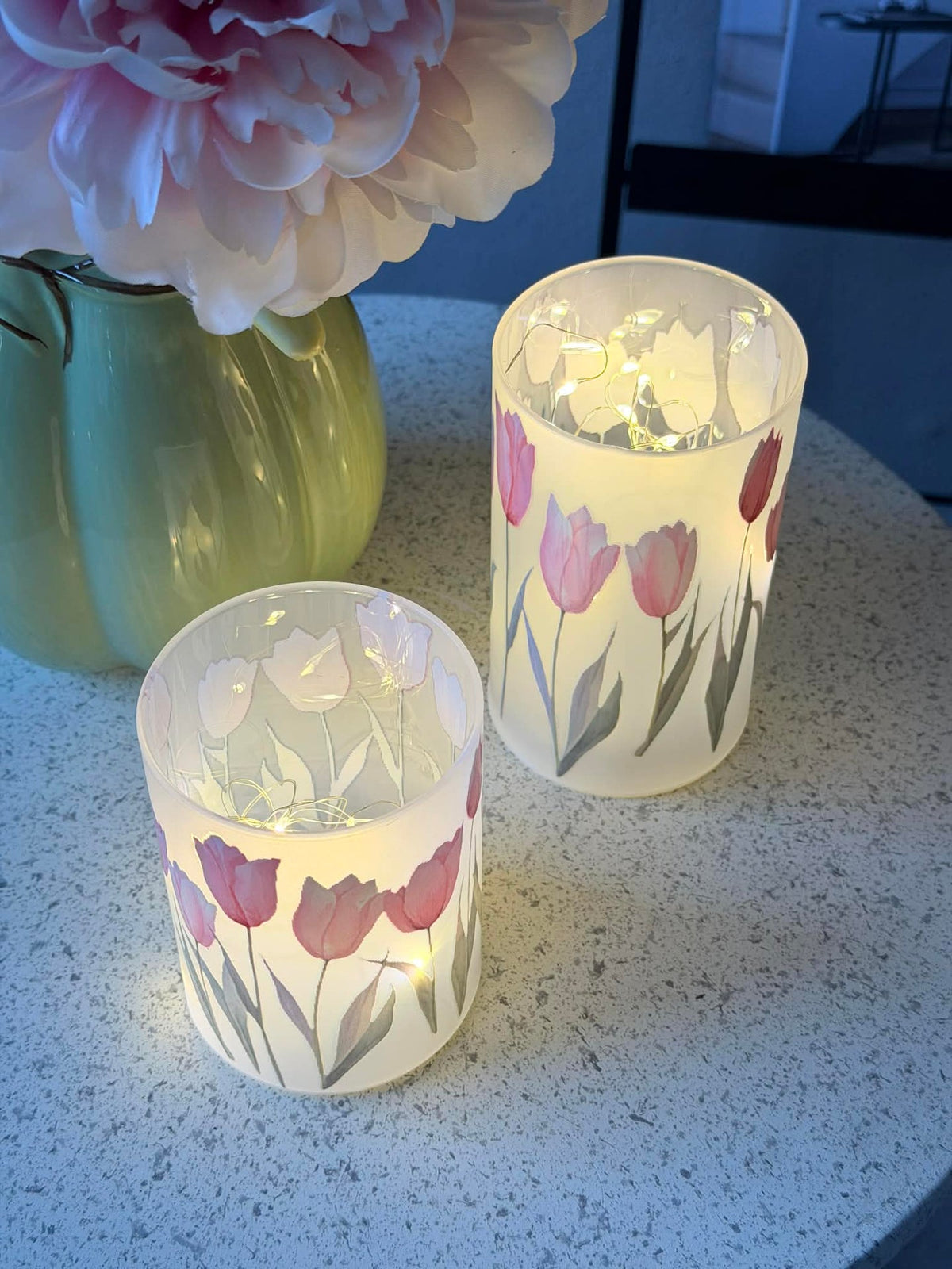 Tulpen kandelaars met led licht - 2 st.