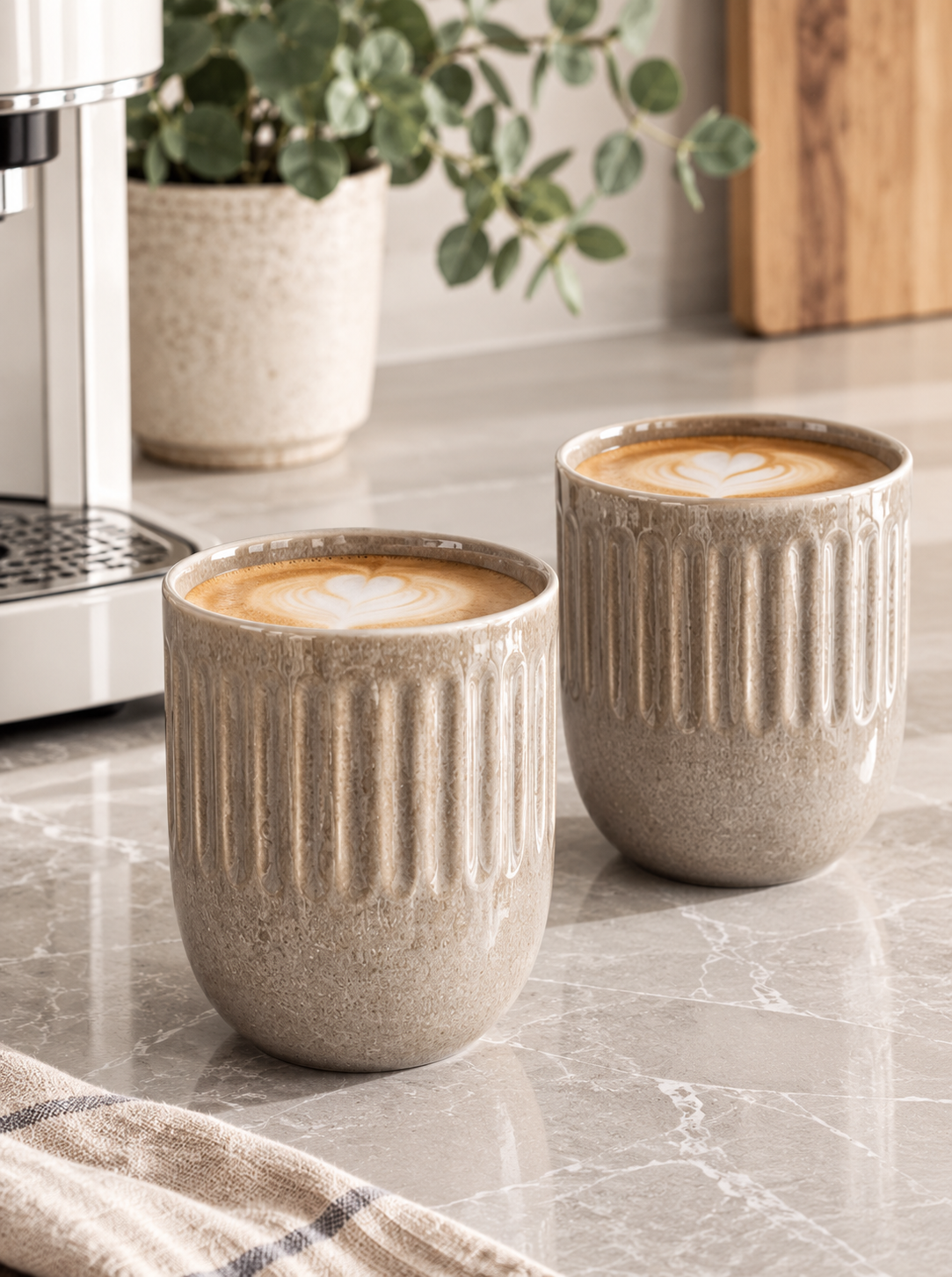 Set steengoed mokken van 4 stuks - Beige