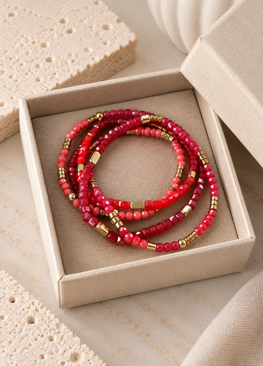 Armband Merle – Red mix 1 st.