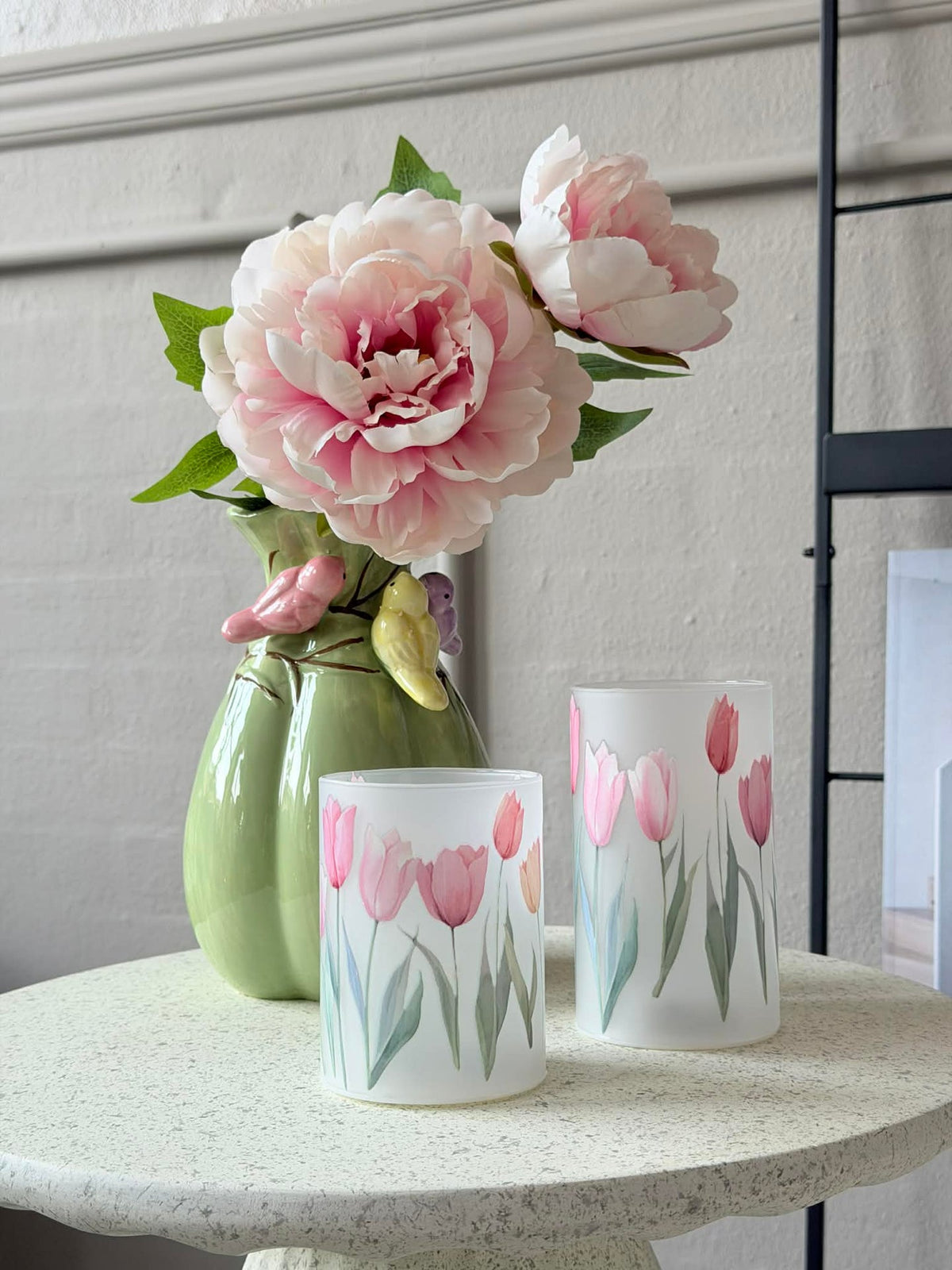 Vaas met decoratie - Wit of Groen