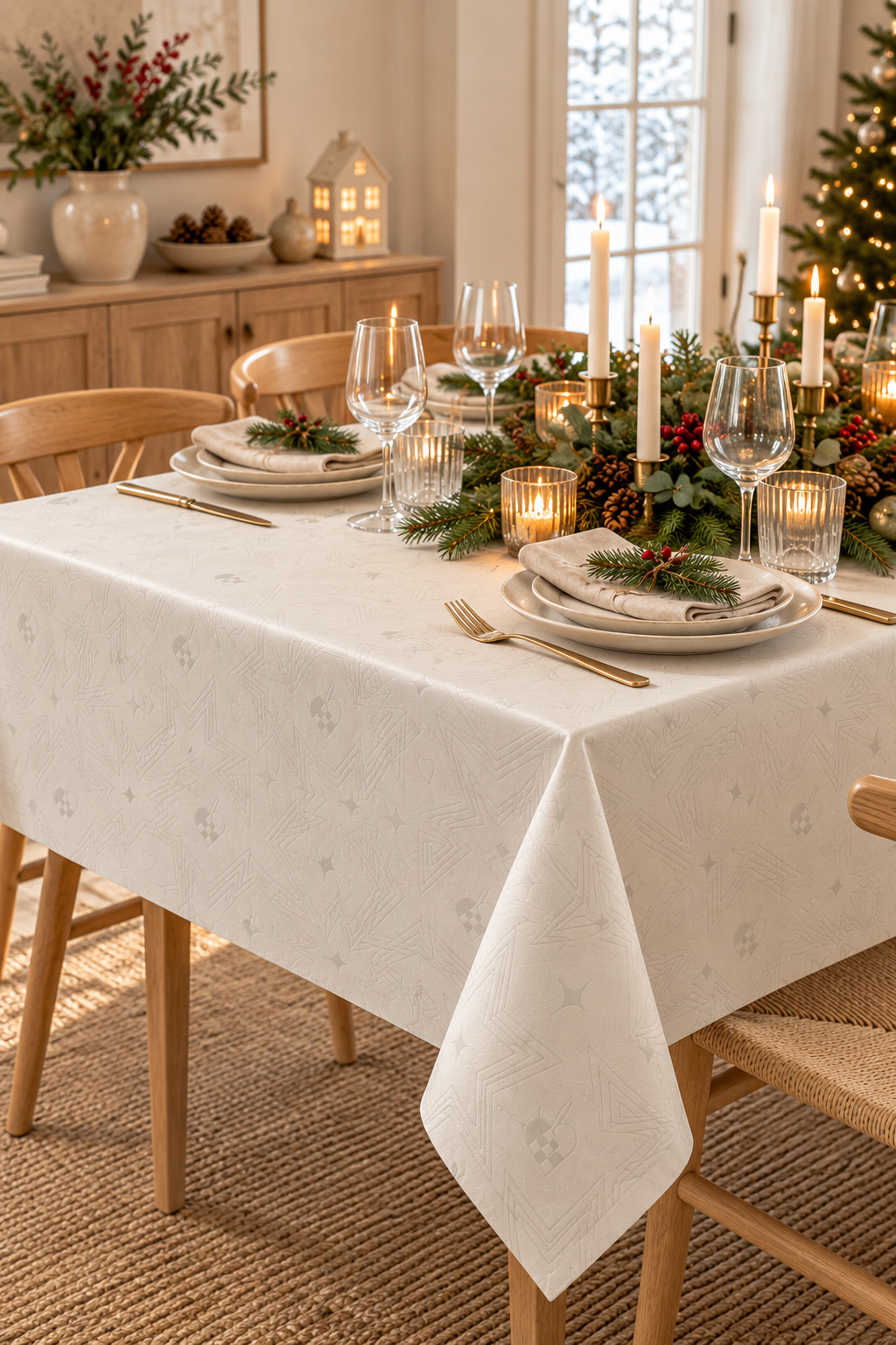 Kersttafelkleed Jacquard - 320cm