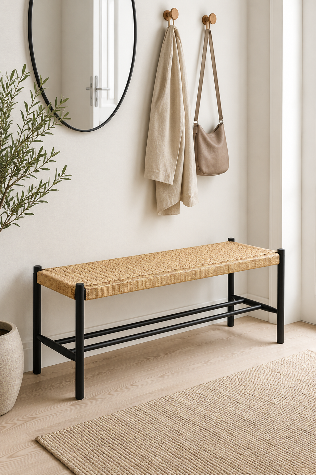 Bank beukenhout Zwart / natuur - 90 cm
