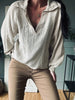 Blouse in gewafeld katoen – Beige