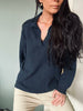 Blouse in wafelkatoen – Navy
