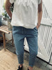 Broek m. stretch - Blauw plus onesize 40-48