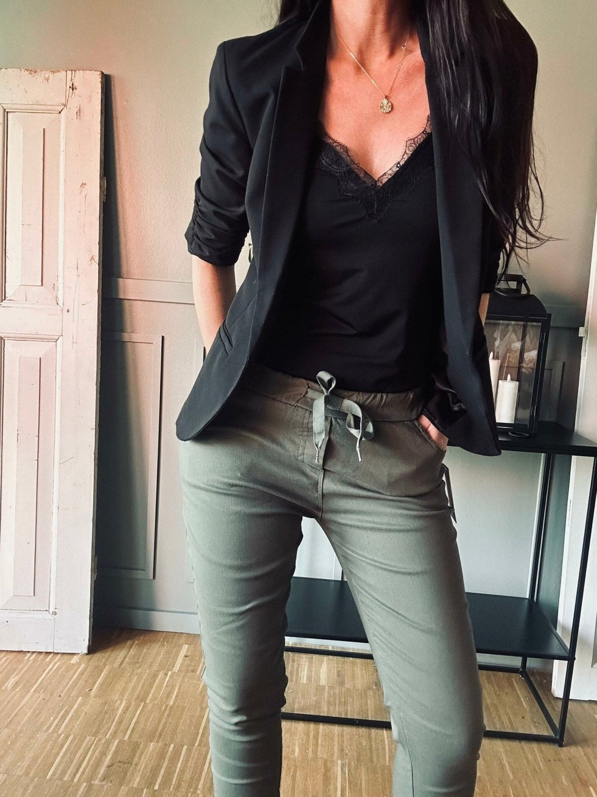 Bukser med stretch – Kaki - VIAMAJA.DK