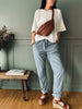 Broek soft jeans met streep