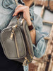 Bumbag MAY met gouden ritssluiting – grijs leer