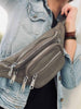 Bumbag MAY met ritssluiting in zilverkleur - Taupekleurig leer