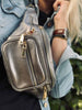 Bumbag MAY – Zilver leer met Goudkleurige ritssluiting