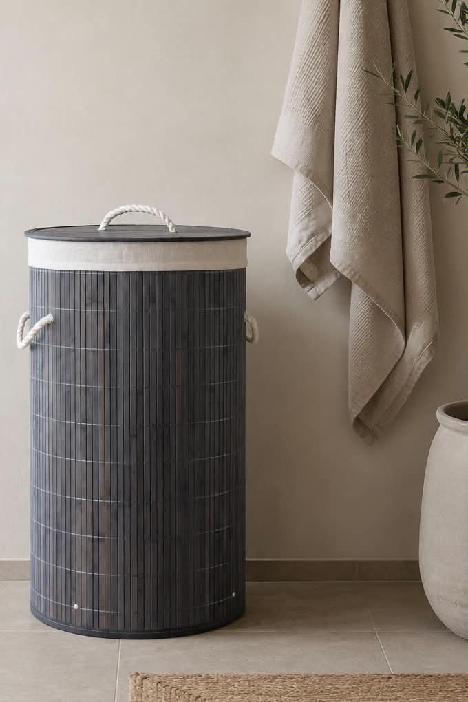 Wasmand van bamboe - Grijs