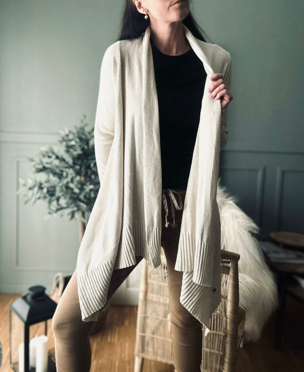 Cardigan Long style – Beige - VIAMAJA.DK