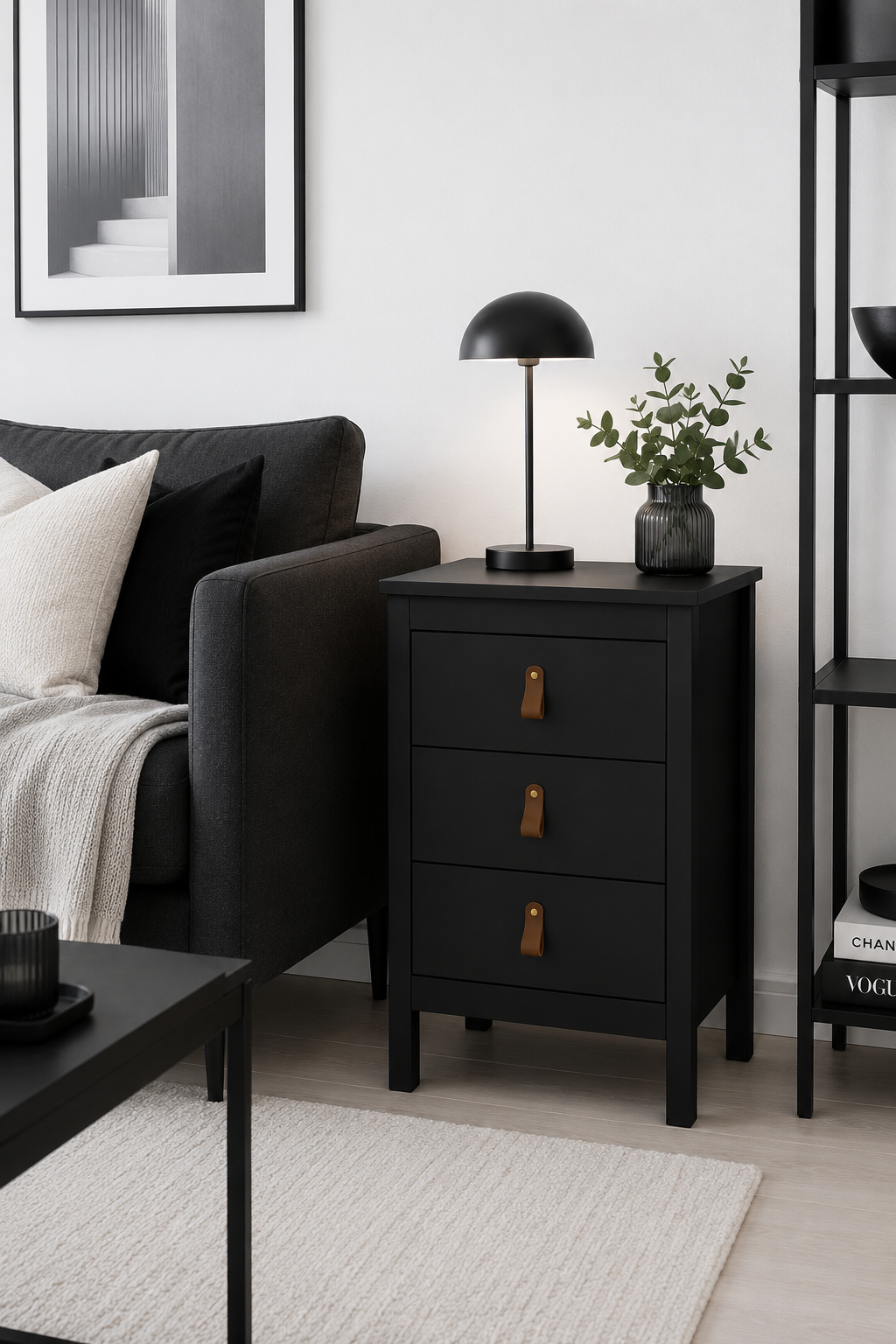Nachtkastje Madrid met 3 lades - Black