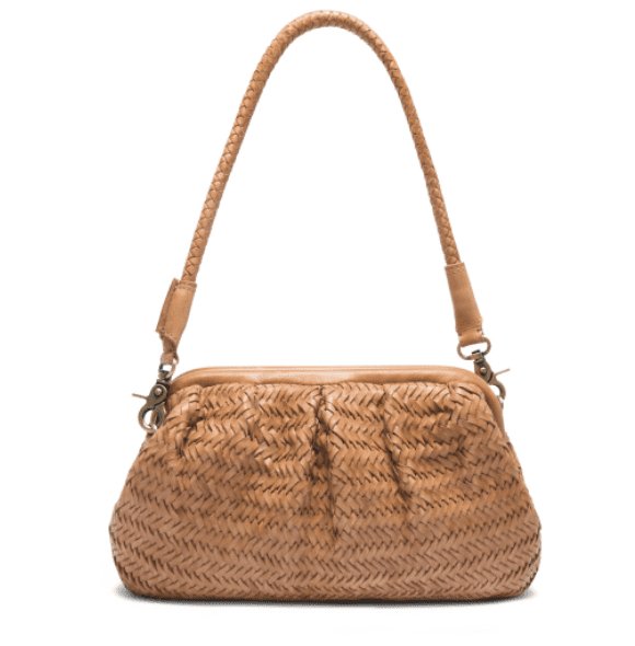 Clutch / lædertaske HELLA flettet mønster – Brun - VIAMAJA.DK