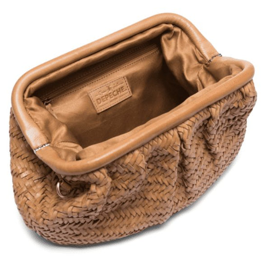 Clutch / lædertaske HELLA flettet mønster – Brun - VIAMAJA.DK