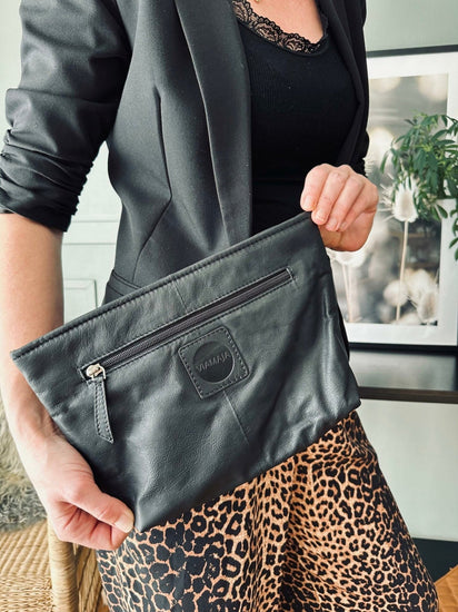 Clutch SOFT LEATHER – Black - VIAMAJA.DK