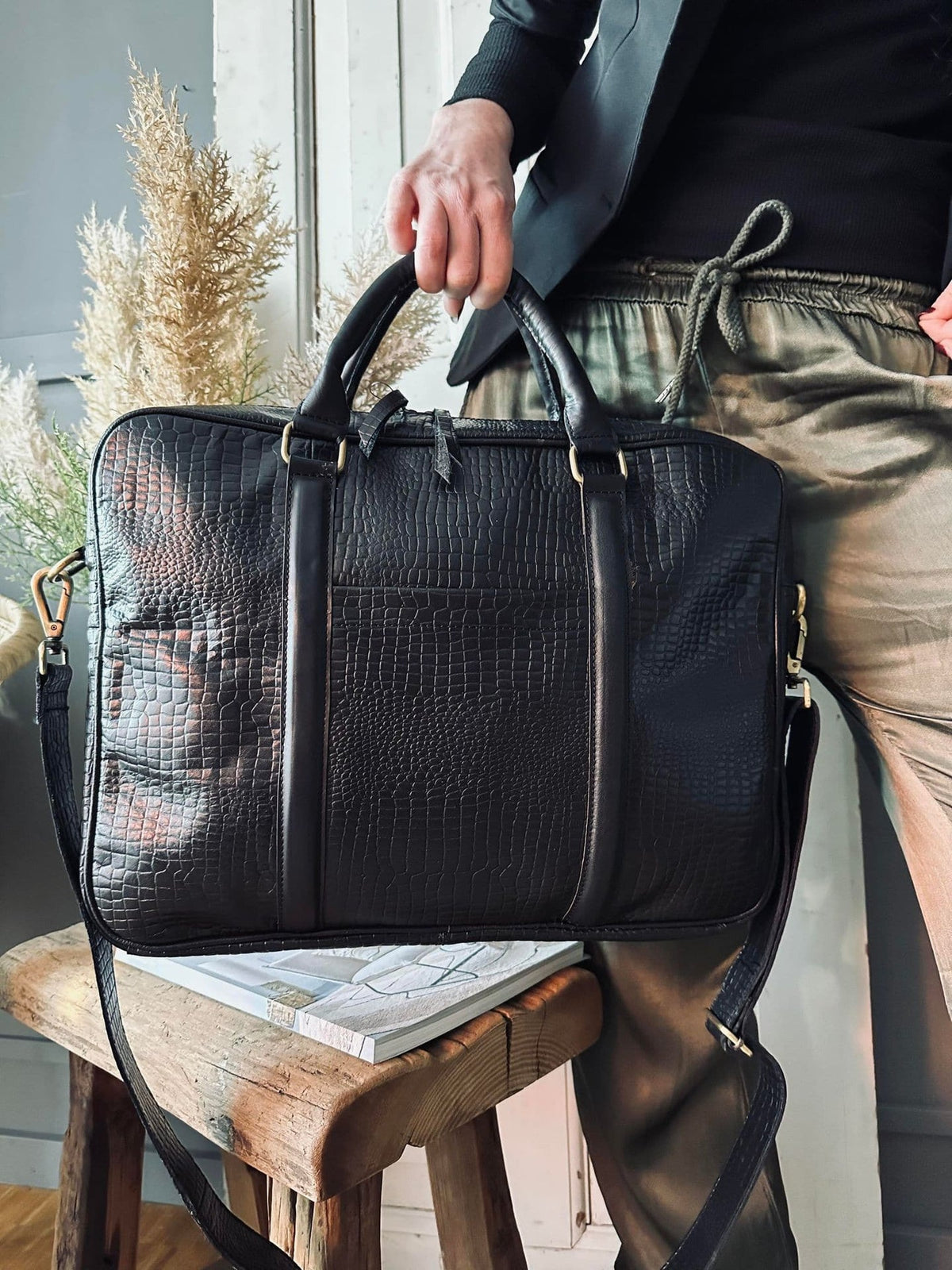 Computertake Croco Black leather - VIAMAJA.DK